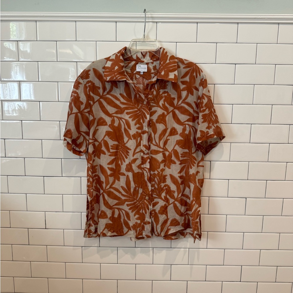 ALOHAS Terracotta Leaf Print Shirt